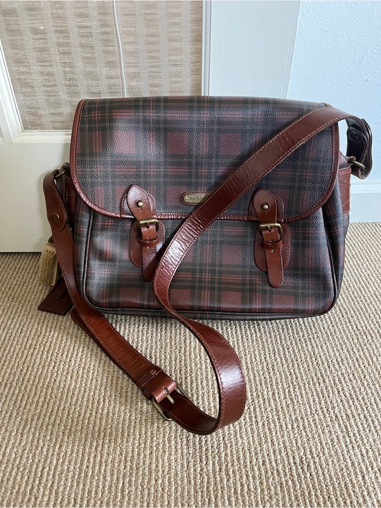 Polo Ralph Lauren Handbags - Vintage Ralph Lauren Polo Red Plaid Messenger Bag 80s 90s